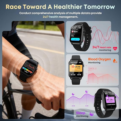 Smart Watch for Men, 120+ Sports Modes Smartwatch with 1.83" HD Touchsreen, Sleep Monitor, IP67 Waterproof, Bluetooth Call & Music Control Fitness Watch for iPhone/Android (Black)